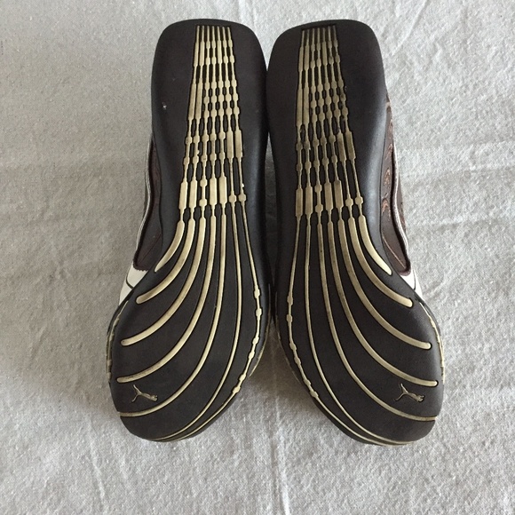 Puma Brown & Cream Embroidered Shoes - Picture 5 of 7